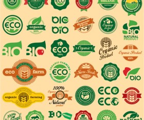 Go green Eco and Bio labels with Stickers vector 02