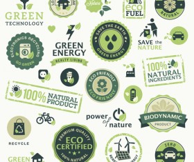 Go green Eco and Bio labels with Stickers vector 03