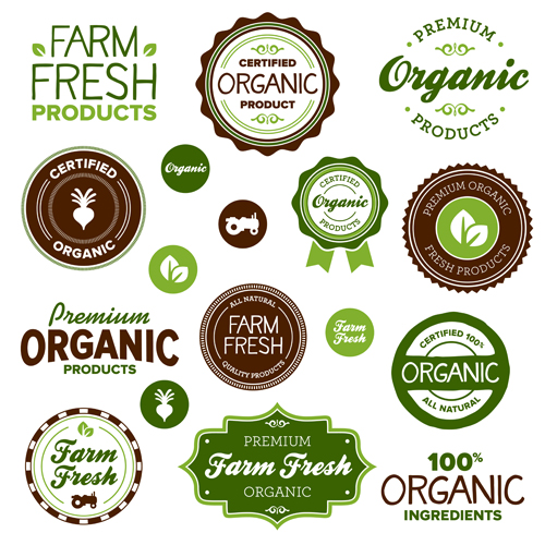 Go green Eco and Bio labels with Stickers vector 04