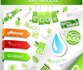 Go green Eco and Bio labels with Stickers vector 05