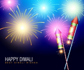 Colorful Festive fireworks design vector set 01