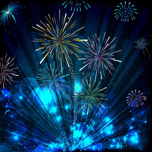 Colorful Festive fireworks design vector set 03