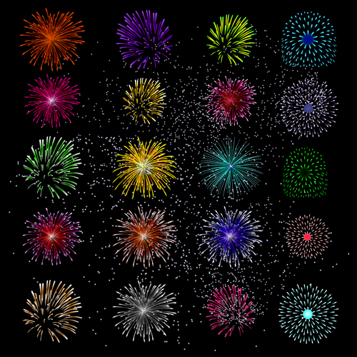 Colorful Festive fireworks design vector set 04