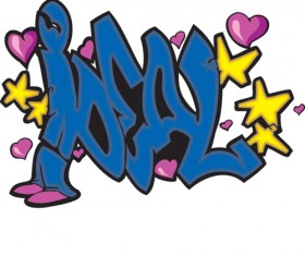 Funny graffiti alphabet design vector 14