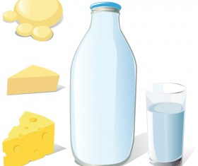 Set of Milk and cheese design vector graphics 01