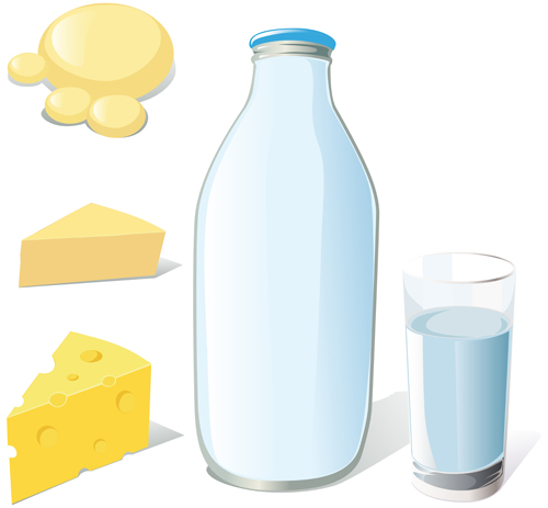 Set of Milk and cheese design vector graphics 01