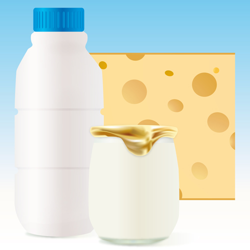 Set of Milk and cheese design vector graphics 03