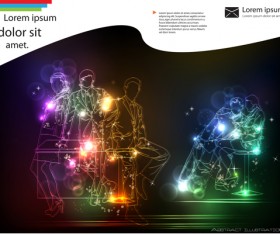 Set of Neon people elements vector graphics 02