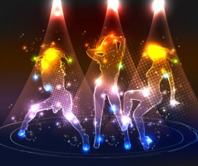 Set of Neon people elements vector graphics 03