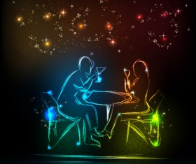 Set of Neon people elements vector graphics 05