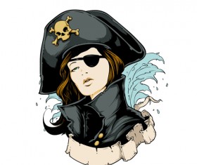 Set of Pirates design elements vector art 04