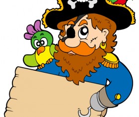 Set of Pirates design elements vector art 05