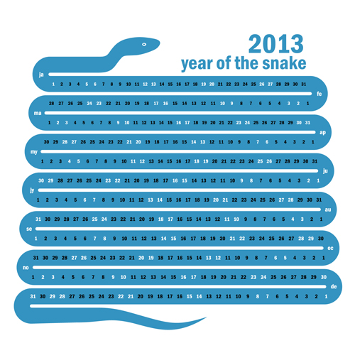 Creative Snake calendar 2013 design vector set 04