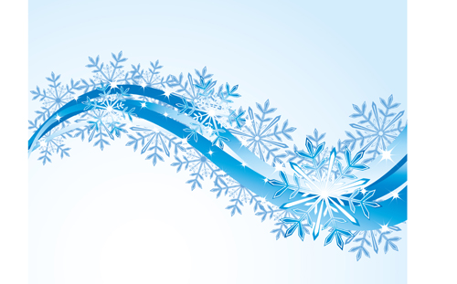 Set of snowflake with waves backgrounds art vector 02