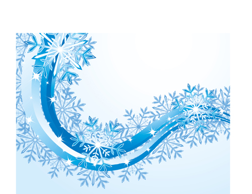 Set of snowflake with waves backgrounds art vector 04