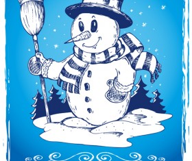 Cute Xmas Snowman design elements vector set 02
