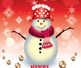 Cute Xmas Snowman design elements vector set 03