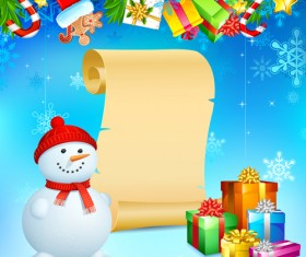 Cute Xmas Snowman design elements vector set 04
