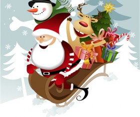 Cute Xmas Snowman design elements vector set 08