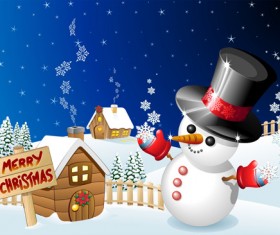 Cute Xmas Snowman design elements vector set 09