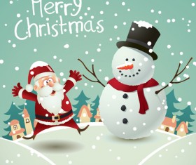 Cute Xmas Snowman design elements vector set 10