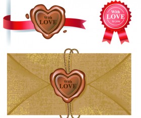 wax seals with love Postcard vector graphics 02