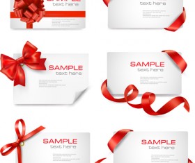 Red ribbons with Xmas card vector material 01