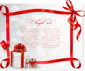 Red ribbons with Xmas card vector material 02