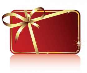 Red ribbons with Xmas card vector material 03