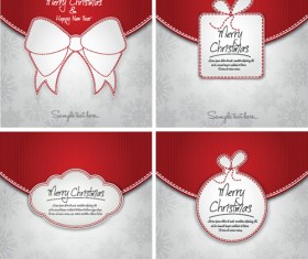 Red ribbons with Xmas card vector material 05