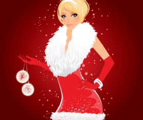 Stylish Christmas party girls design vector set 01