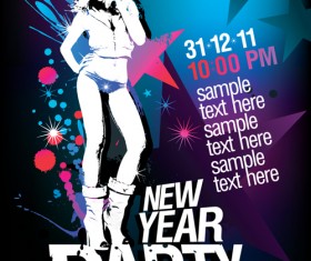 Stylish Christmas party girls design vector set 02