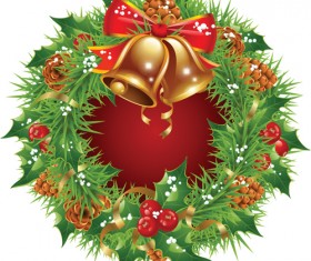 Pretty xmas wreath design vector material 01