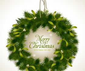 Pretty xmas wreath design vector material 02