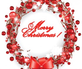 Pretty xmas wreath design vector material 03