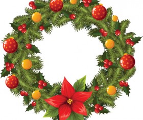 Pretty xmas wreath design vector material 04