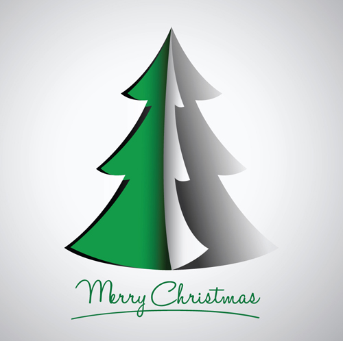 Set of Origami Xmas Greeting Cards design vector 01