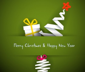 Set of Origami Xmas Greeting Cards design vector 02