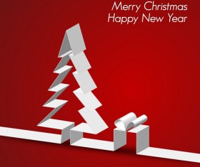 Set of Origami Xmas Greeting Cards design vector 03