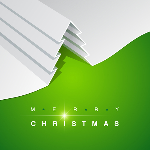 Set of Origami Xmas Greeting Cards design vector 05