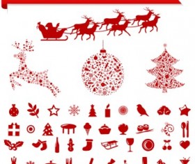 Vector Set of different Xmas icons elements 01
