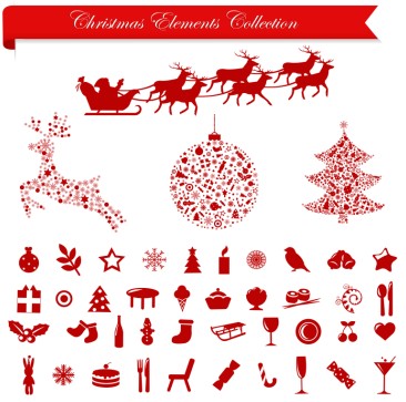 Vector Set of different Xmas icons elements 01