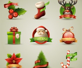 Vector Set of different Xmas icons elements 02
