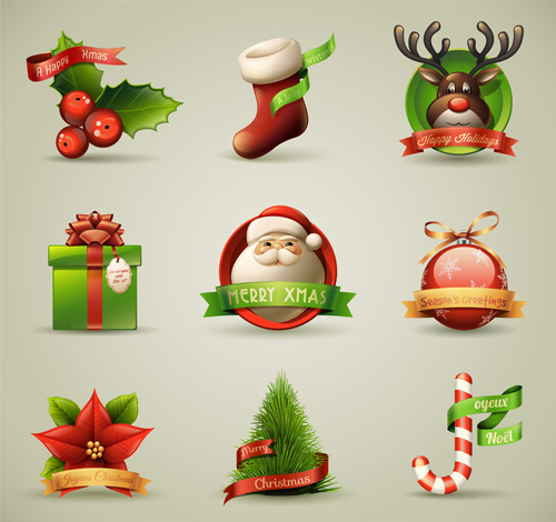 Vector Set of different Xmas icons elements 02