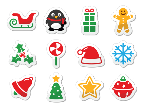 Vector Set of different Xmas icons elements 03