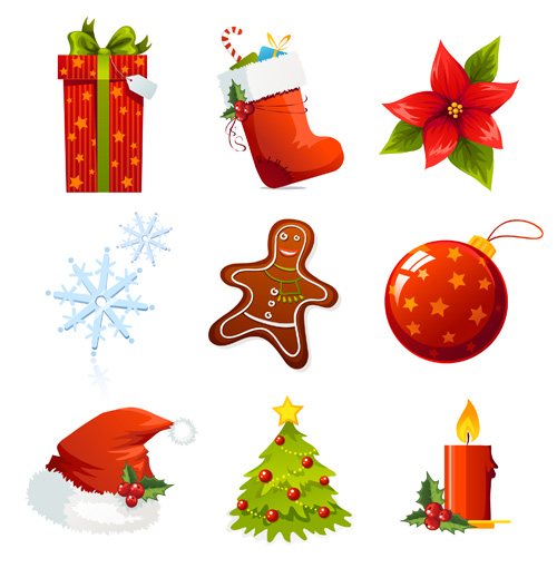 Vector Set of different Xmas icons elements 04
