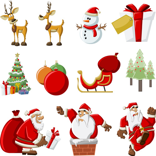 Vector Set of different Xmas icons elements 07
