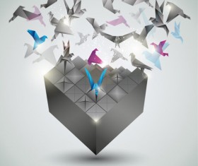 Paper Cranes fly vector backgrounds