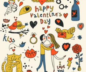 Cartoon Valentine Ornaments 01 vector graphics