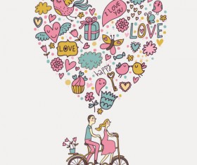 Cartoon Valentine Ornaments 04 vector graphics